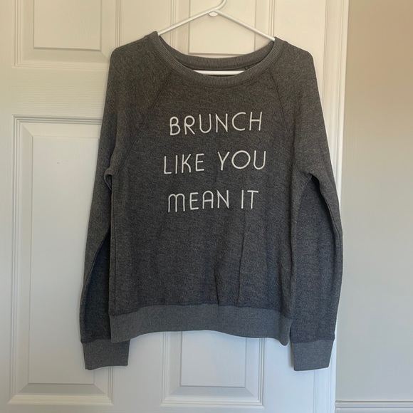 NWT Hollister “Brunch Like You Mean It” Crew Neck Sweatshirt, Grey - Picture 3 of 6